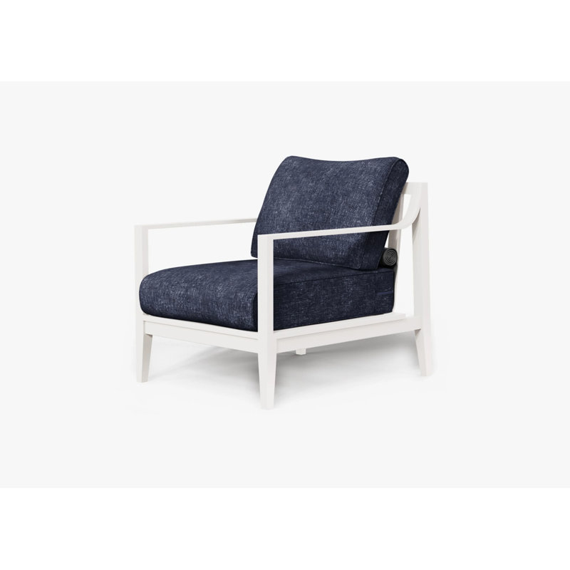 Fauteuil d'extérieur blanc en aluminium , Crème, crème, Bleu marine profond