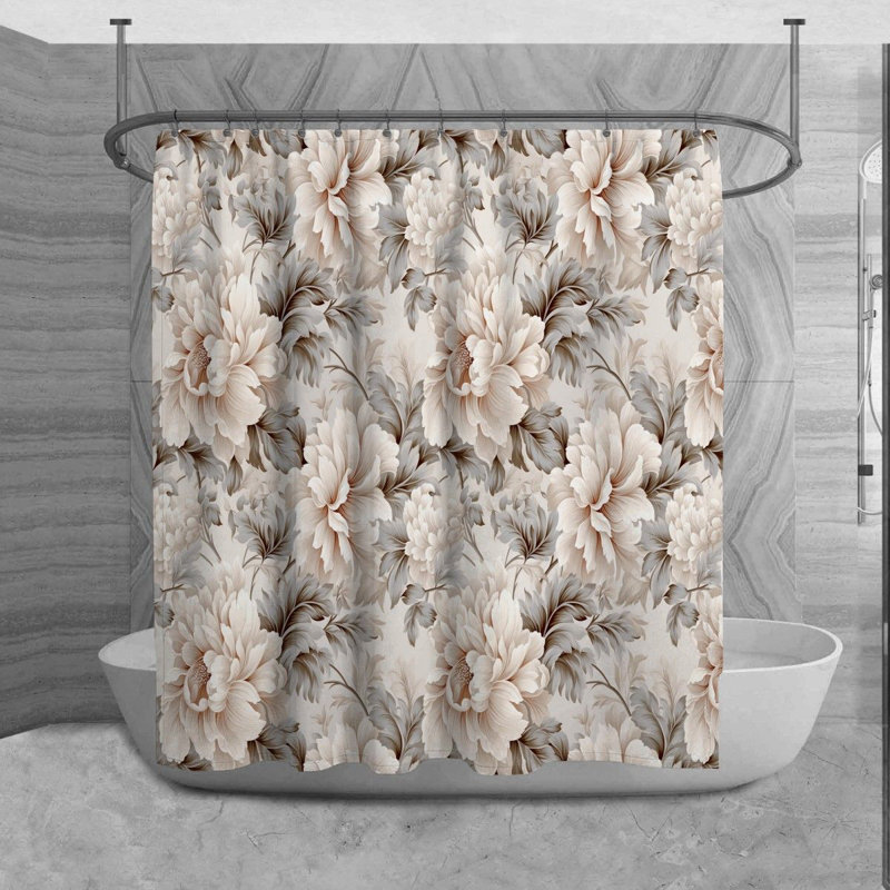 Rideau de douche à motif floral Ruary, H 73 po x l 70 po