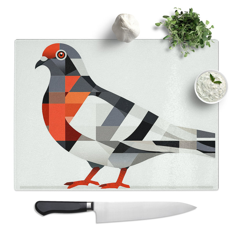 Pigeon Artwork  Glass Chopping Board
