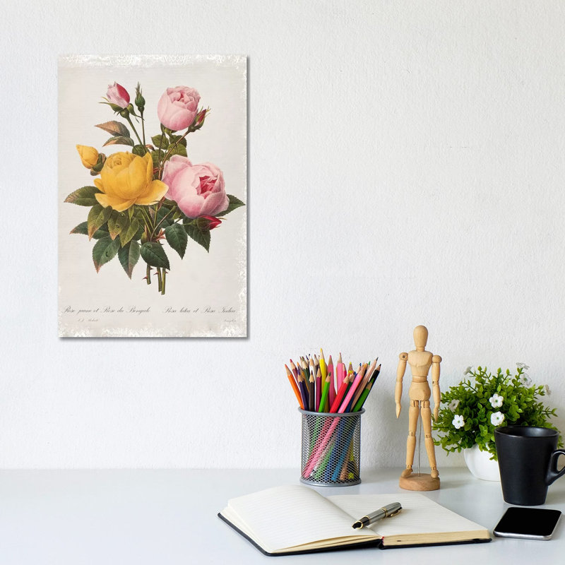 Botanical Bouquet Roses by Carol Robinson - Print on Canvas, 66.04 cm H x 45.72 cm W x 3.175 cm D, Wrapped Canvas