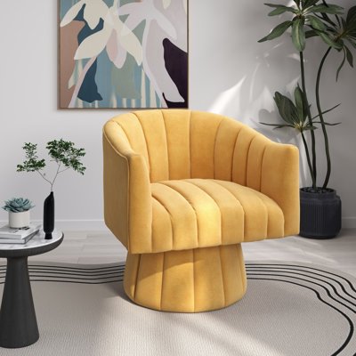 Fauteuil demi-tonneau pivotant en velours 26,77 po Ghinita