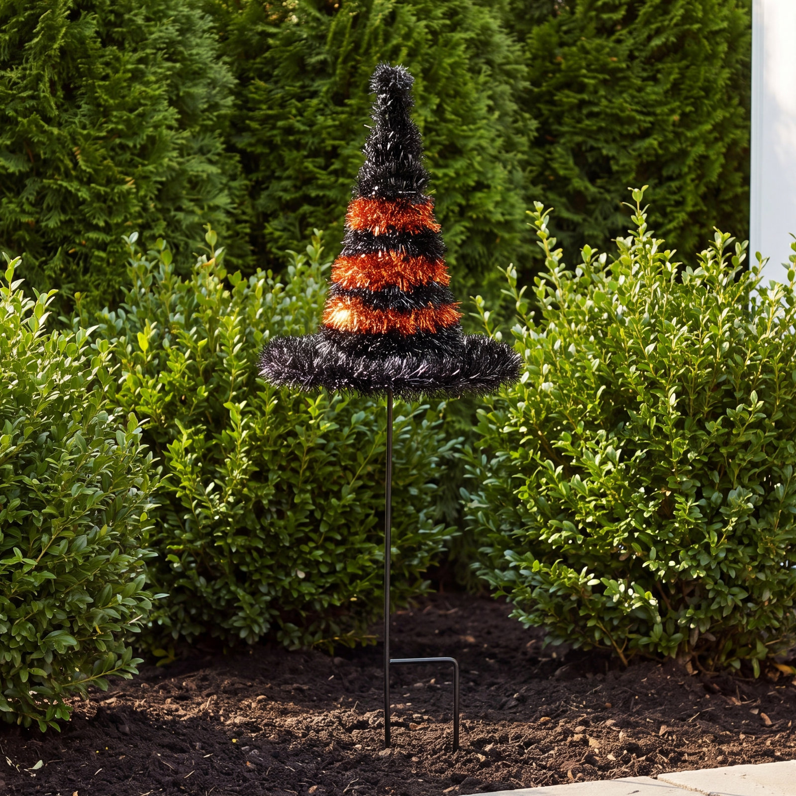 Metal & Tinsel Witch Hat Yard Stake
