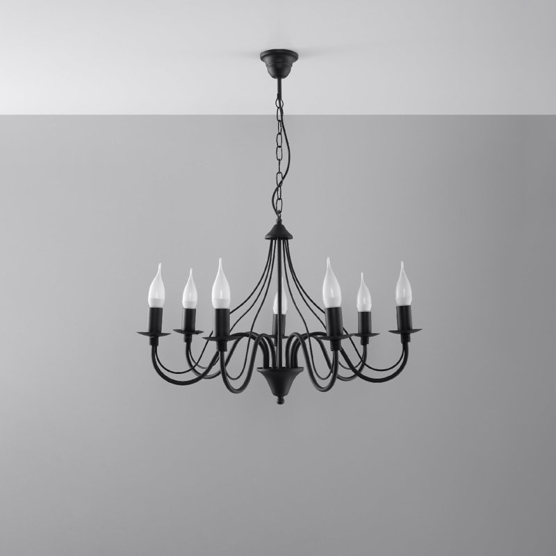 Collyer 7 - Light Candle Style Chandelier, Czarny