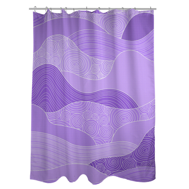 Rideau de douche simple à vagues dessiné à la main Classic, Mauve