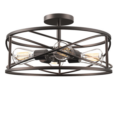 Mccune 4-Light 17'' Caged Drum Semi Flush Mount