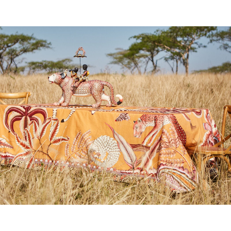 Ardmore Cotton Tablecloth, 138" Rectangle, Orange