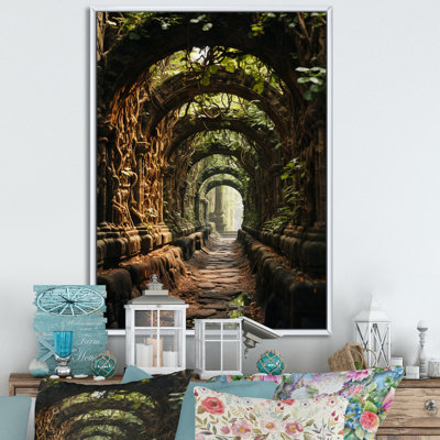 «Green Green Tunnel Enchanted Forest Earthy I», reproduction d'art sur toile