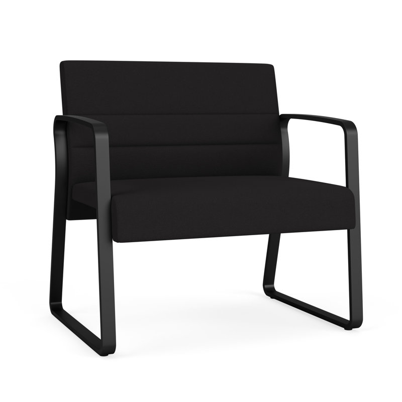 Chaise bariatique Waterfall, Noir, Portes ouvertes en tissu noir