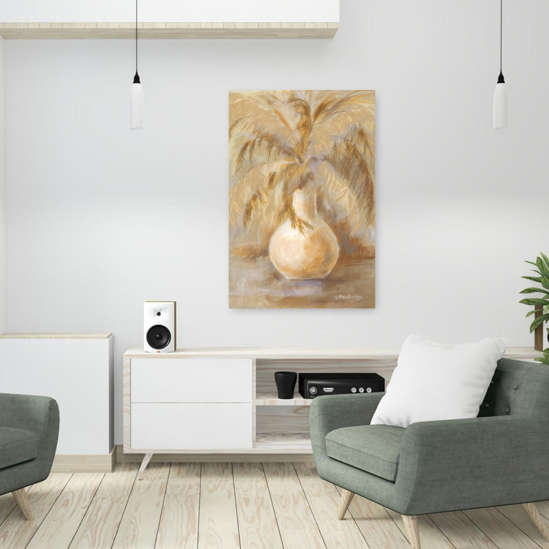 «Pampas Grass Still Life», art contemporain abstrait rustique, H 36 po x l 24 po
