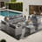 Cassville 8 - Person Patio Furniture Set, Outdoor Wicker Rattan Sectional Seating Group with Cushions, All Weather Sofa Conversation Set with Optional Fire Pit Table for Garden Backyard-93662487-93092039