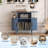 35" Round Record Player Stand Turntable Stand Table with Charging Station and Sliding Doors-129892397