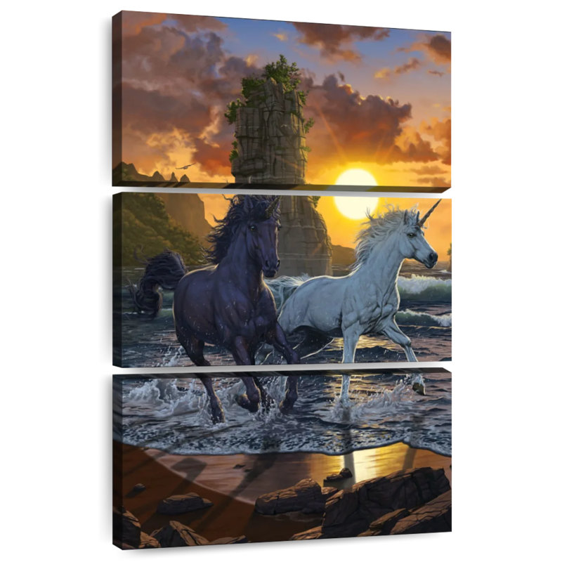 Brampt Unicorns In Sunset, 57'' H x 36'' W