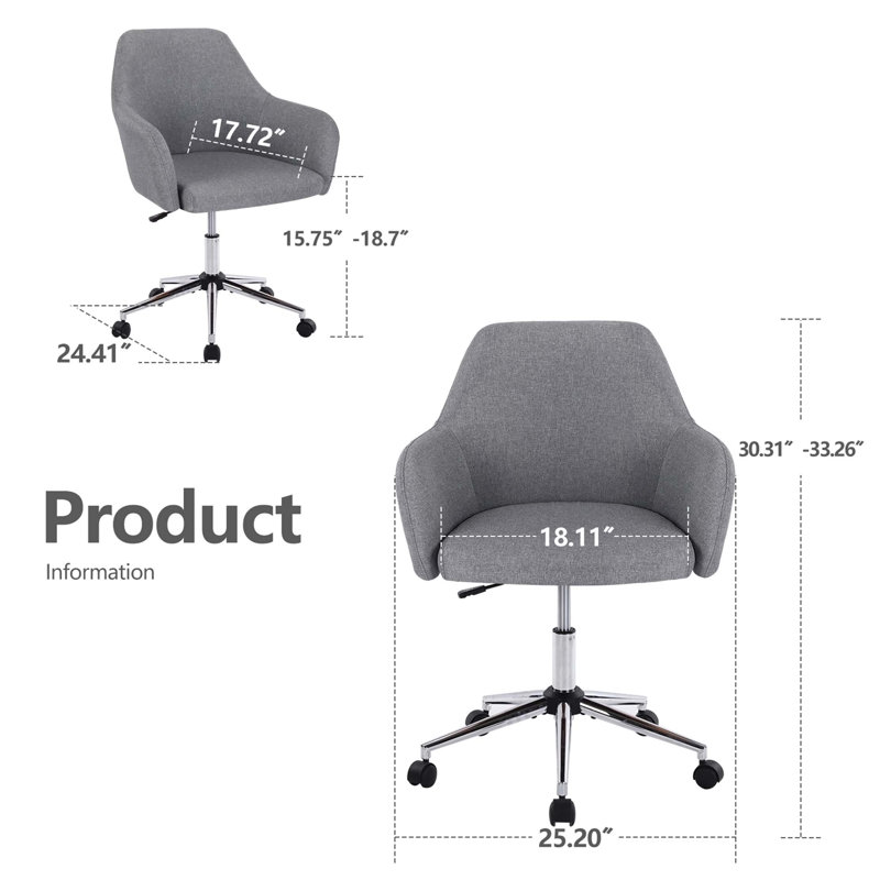 Fauteuil de bureau Laydell, Gris