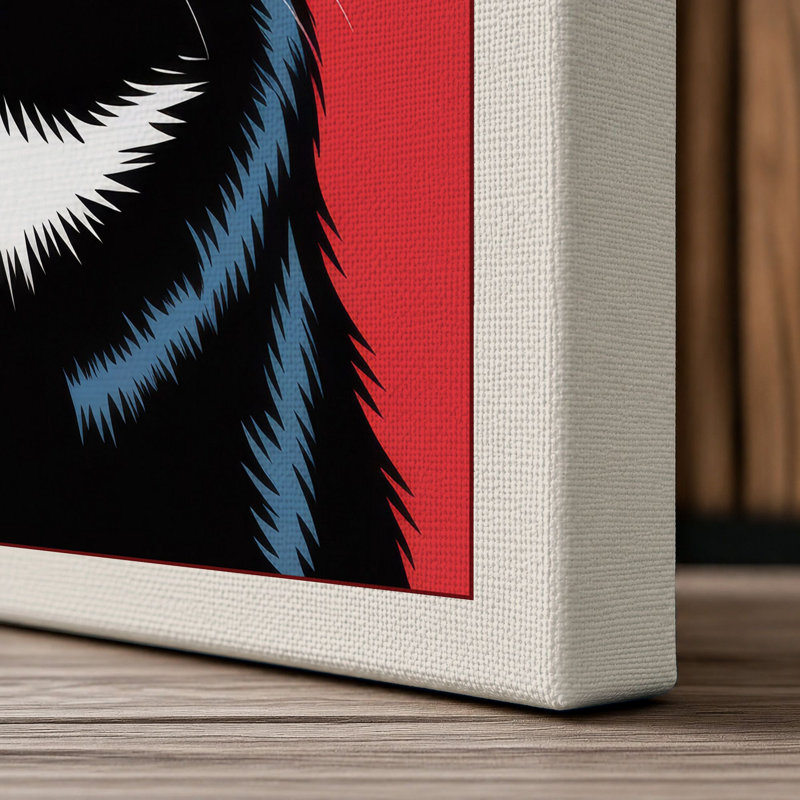 Black Cat Portrait Modern - Wrapped Canvas, 24x16 - 61.0 x 40.6 cm, Cream Border