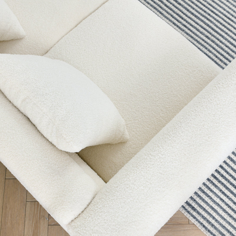 Combinaison 3 +, blanc, style moderne épuré avec pieds, livraison rapide de l'entrepôt 3, métal incandescent, 6 coussins, capacité de 250 lb par siège