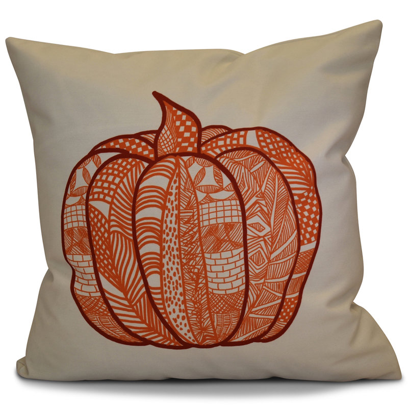 Flipping for Fall Pumpkin Patch Geometric Square Pillow Cover and Insert, 18" H x 18" W x 2" D, Orange