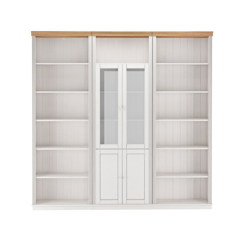 Demirhan 223cm H x 222cm W Library Bookcase Bookcase, White/Natural