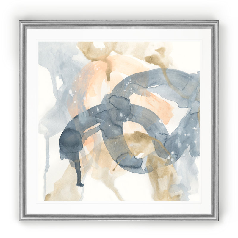 Barteld, «Liquide Blueprint», reproduction d'art sur toile, H 17,5 po x l 17,5 po x P 1,5 po, Cadre argenté
