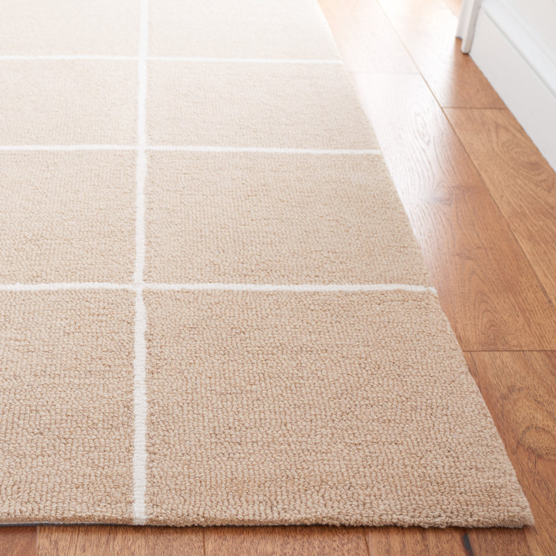 Ivory Geometric Handmade Wool Tufted Area Rug 3' x 5'