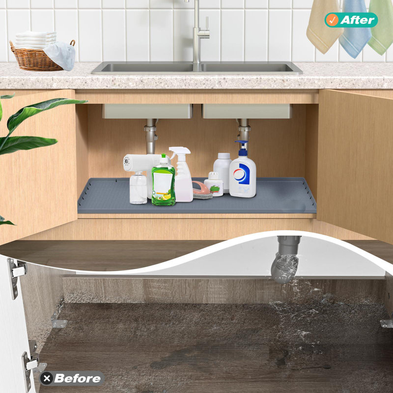 Tapis imperméable sous l'évier, tapis sous l'évier en silicone pour la cuisine, tapis sous l'évier de cuisine et tapis protecteur
