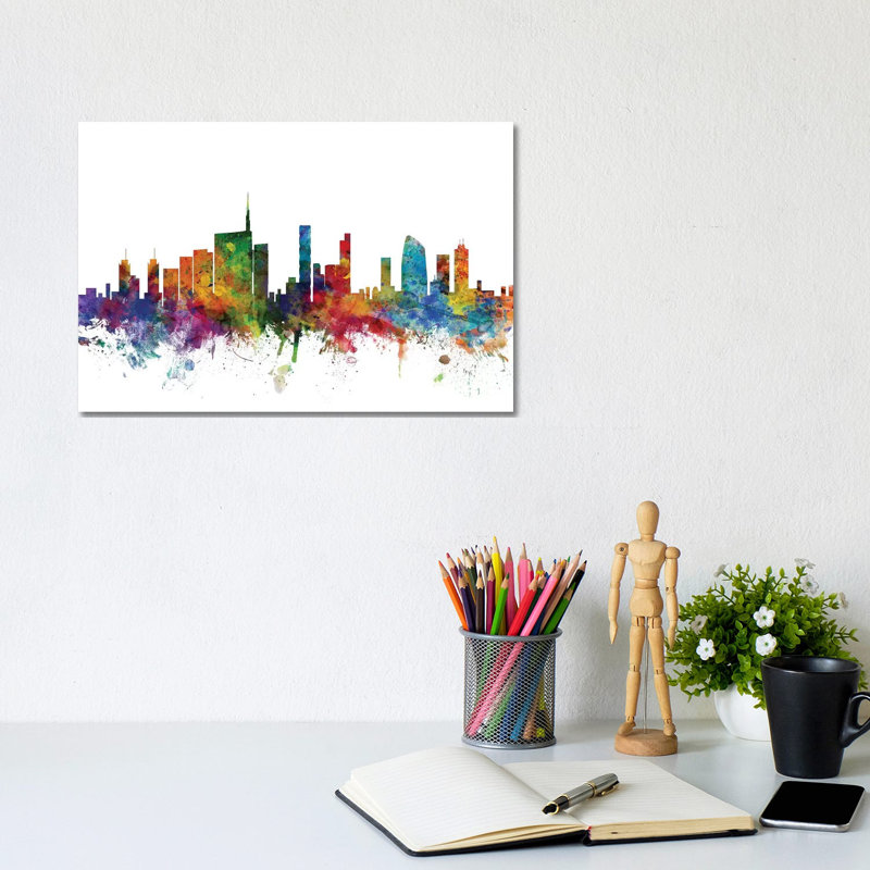 Milan, Italy Skyline by Michael Tompsett - Wrapped Canvas Gallery-Wrapped Canvas Giclée, 20.32 cm H x 30.48 cm W