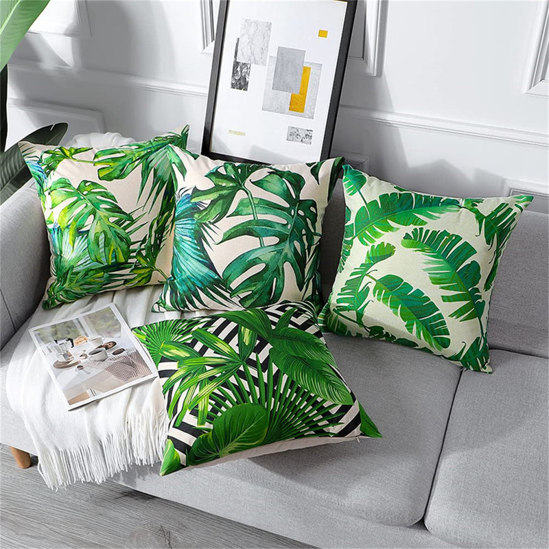 Widger Floral Green Square Throw Pillow Cover