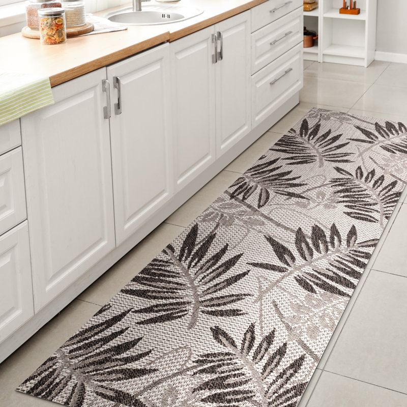 Tapis intérieur / extérieur gris / noir Roxby, Tapis de couloir 2 pi x 8 pi