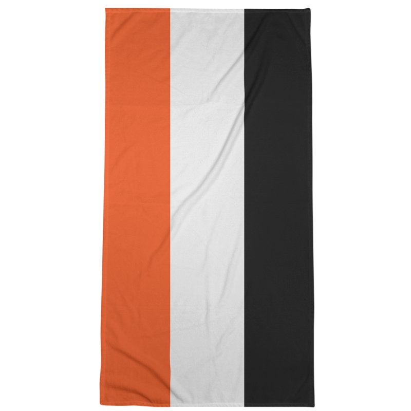 Cotton Blend Beach Towel, Orange/Black/Off White