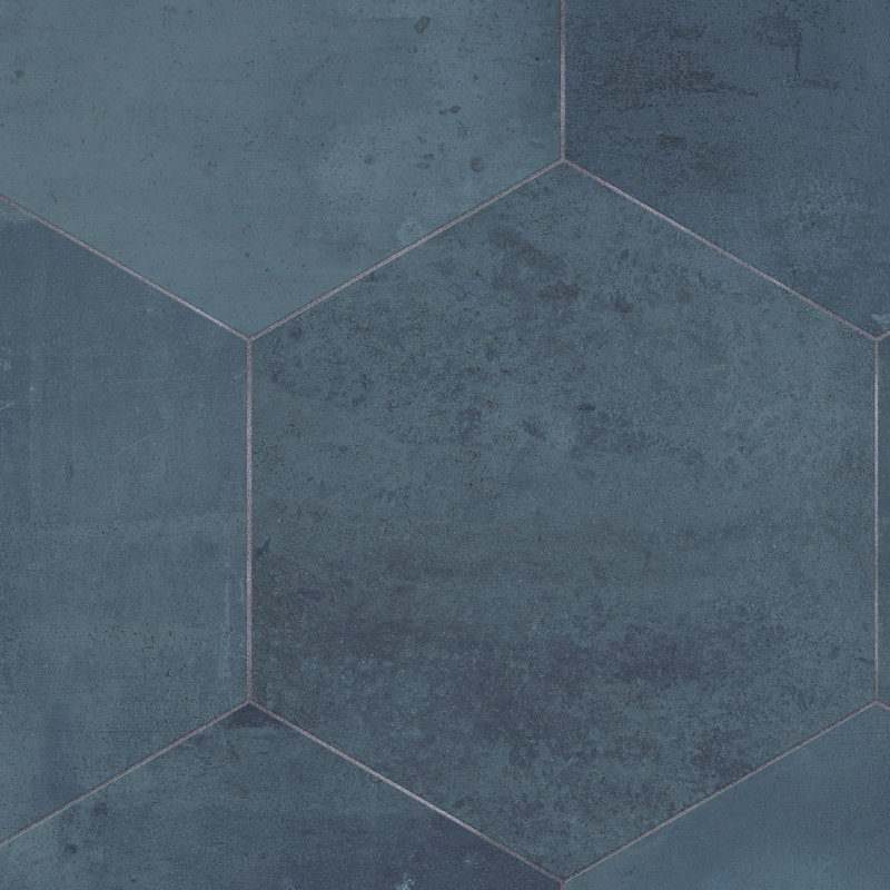 Argillos Hex 20-1/2 In. X 23-5/8 In. Porcelain Floor And Wall Tile, Blue