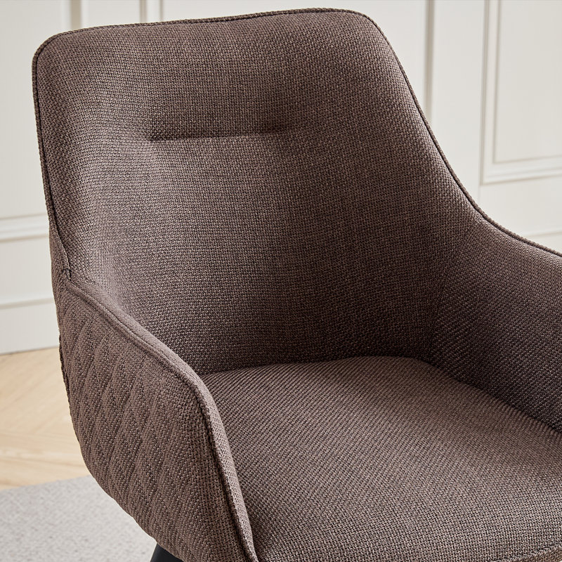 Linen Blend Upholstered Armchair, Dark brown, 4, Dark brown