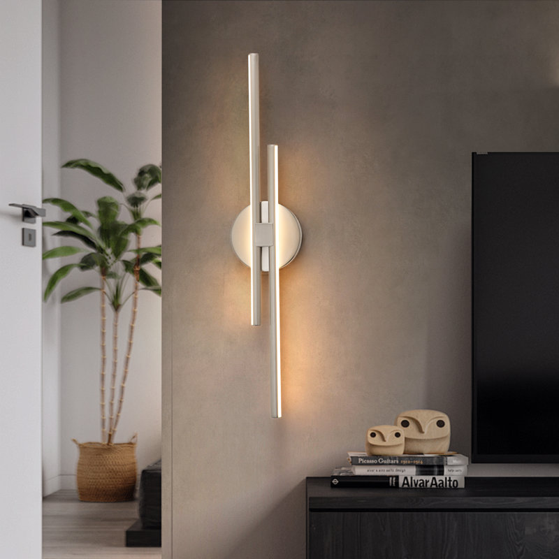 Applique murale à DEL 2 lumières Mokas, H 23,62 po x l 4,72 po x P 2,35 po, Brushed Nickel
