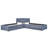 L-Shaped Upholsted Platm Bed With Trundle And Two Drawers Linked With Built-In Desk,,