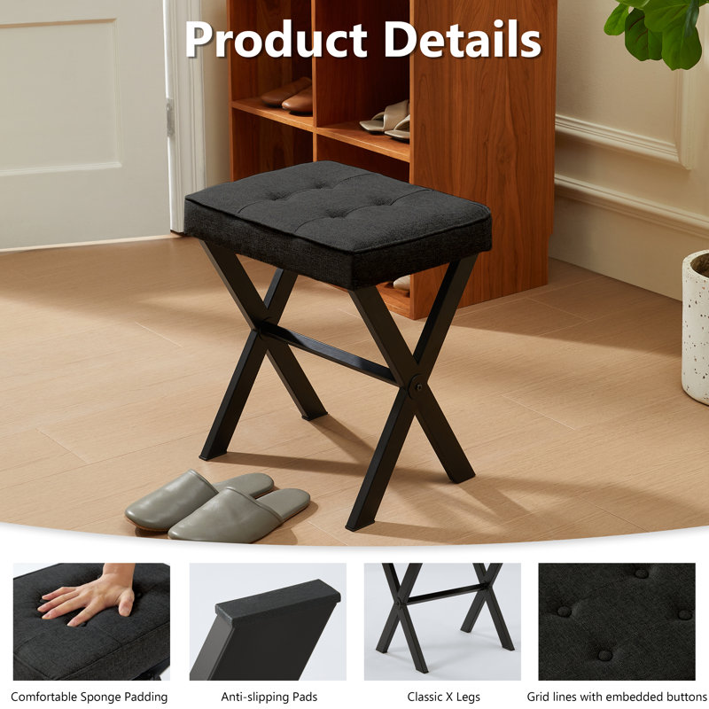 Tabouret d'appoint Cracraft, Noir, Gris foncé