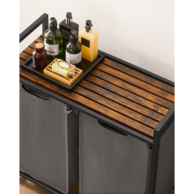 Laundry Sorter with Handles, Rustic Brown/Grey