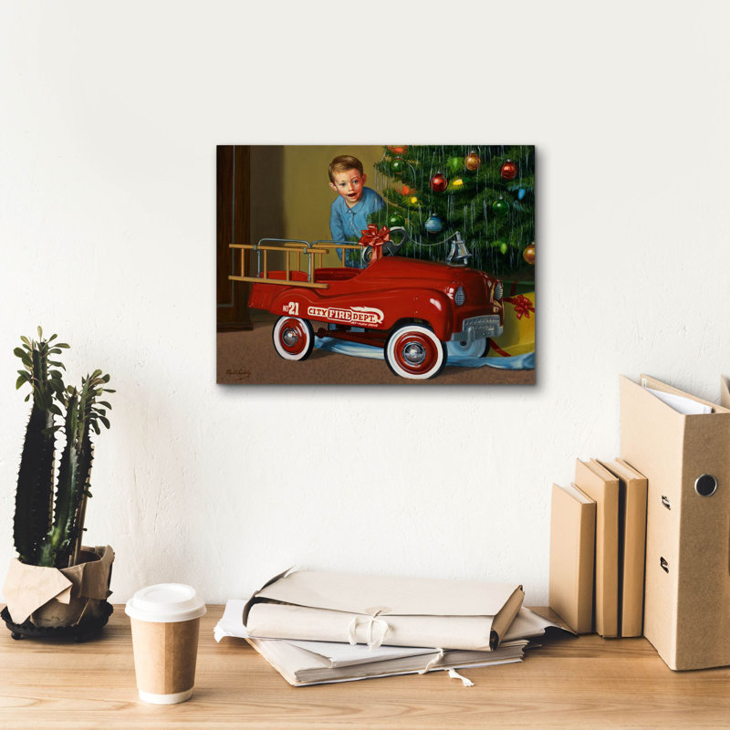 «1950 Murray Fire Truck» par David Lindsley, art mural sur toile, H 12 po x l 16 po x P 0,75 po
