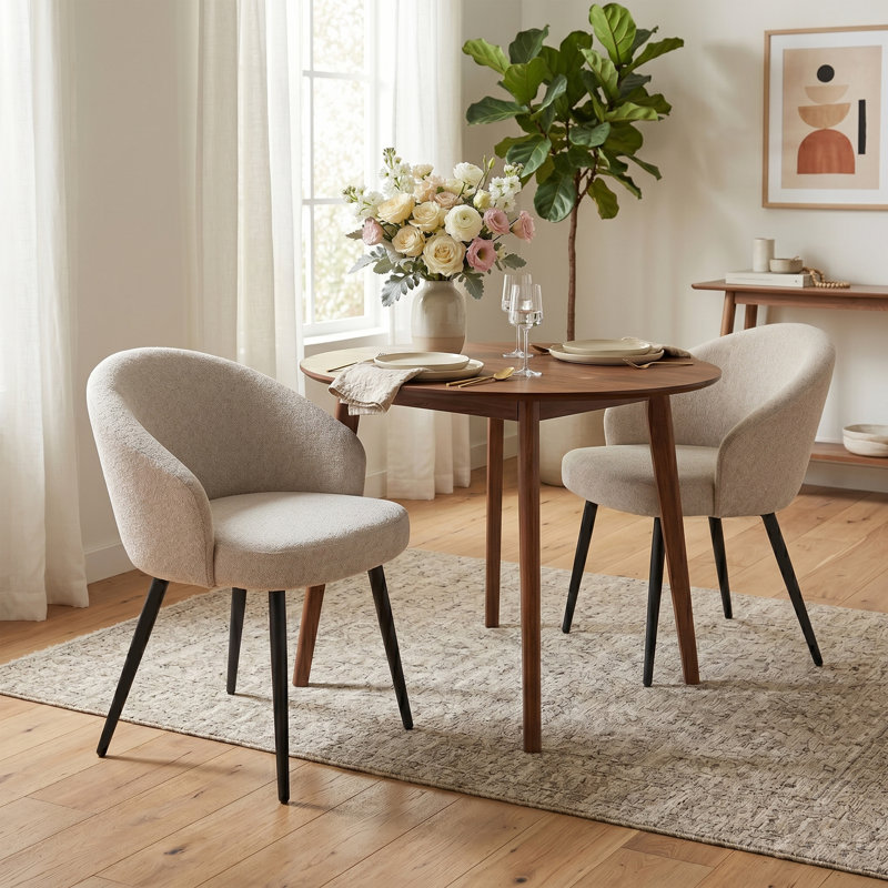 Yandier 19.1" Wide Fabric Dining Chairs (Set of 2) - Upholstered Seats, Modern Comfort​, Sand