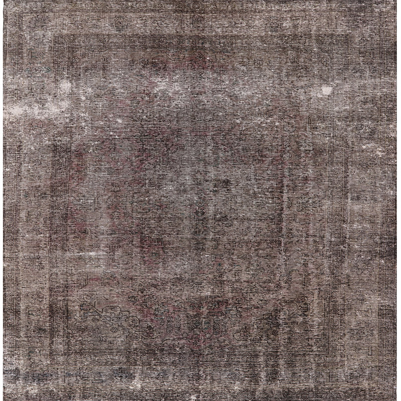 Tapis brun à motif oriental, Carré 8 pi
