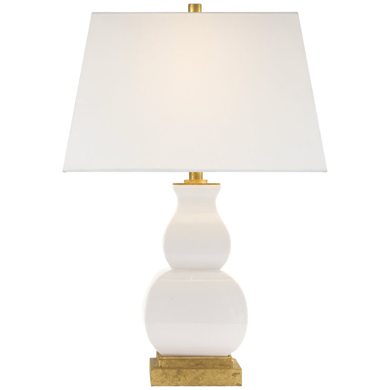Chapman & Myers Fang Gourd Table Lamp, Fabric, Ivory Crackle Ceramic