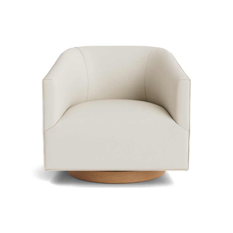 Cooper Full Swivel Leather Chair, Natural, Greenwich Performance Leather - Cream