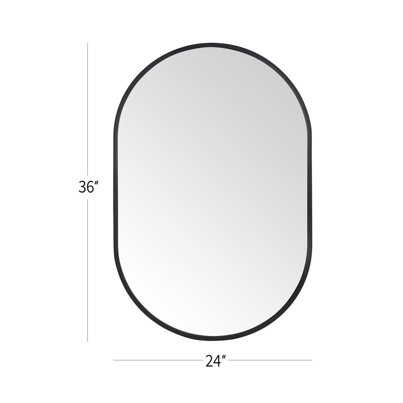 Miroir mural ovale en métal, 36 po x 24 po