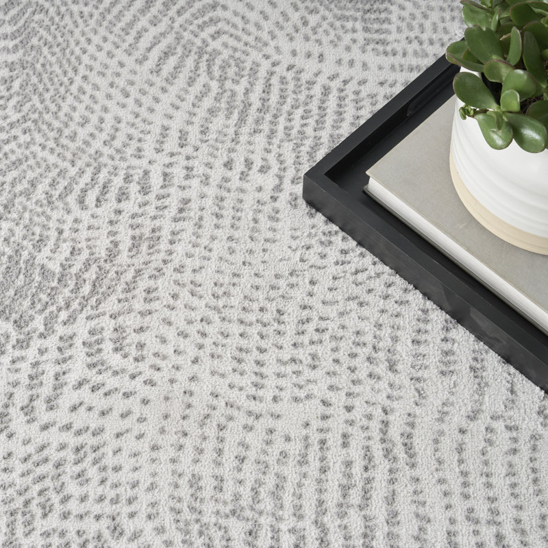Alim Abstract Machine Made Area Rug, Rectangle 183 x 274 cm, Grey