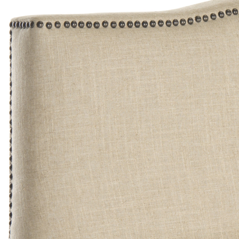 Laken Upholstered Headboard, Queen, Hemp Linen , Brass