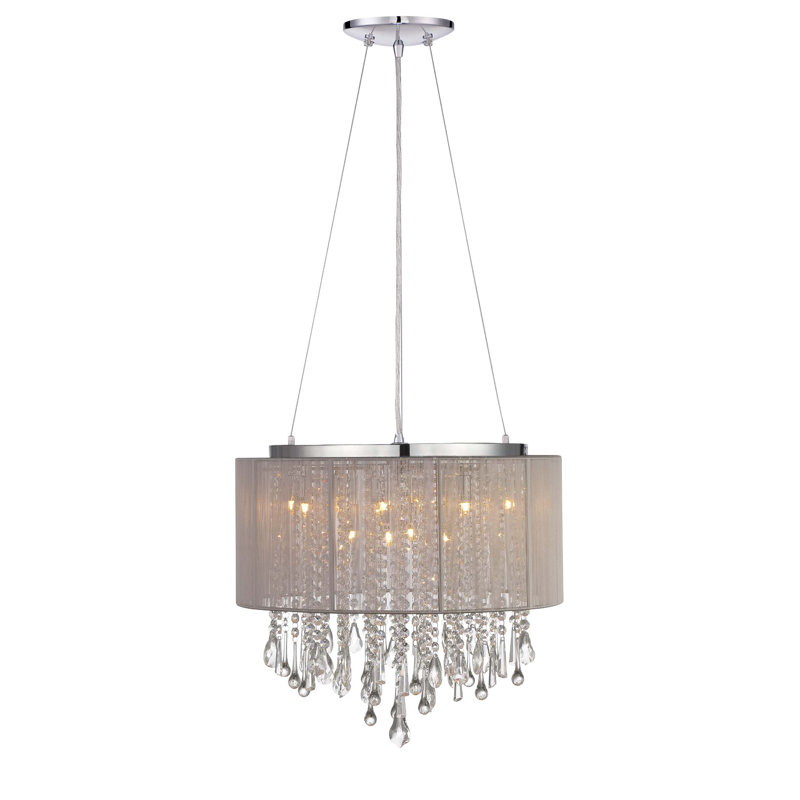 Lustre tambour à abat-jour 12 lumières Macalester, H 20 po x l 32 po, Taupe