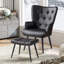 Fauteuil à oreilles et repose-pieds capitonnés-1583890534