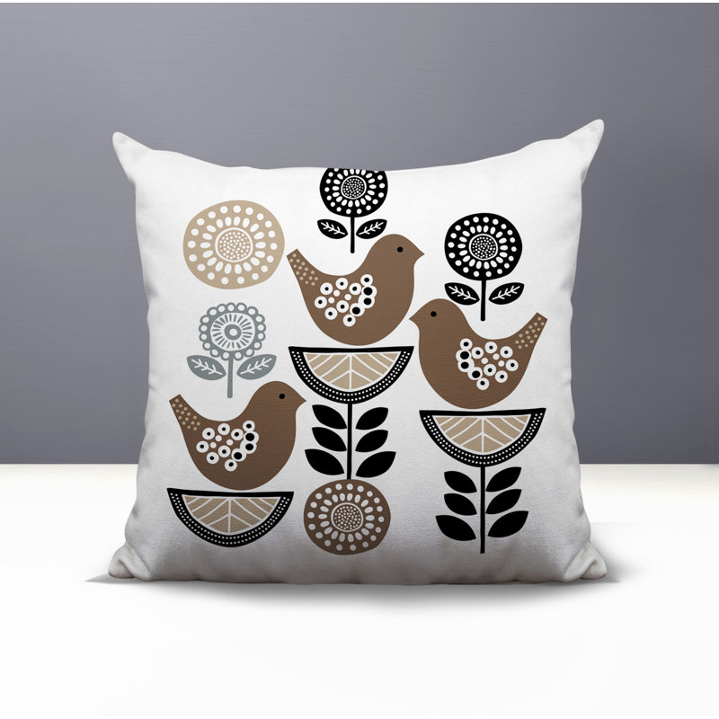 Oreiller carré réversible intérieur / extérieur Reva Bird, Beige, Carré 17 po