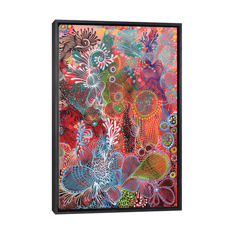 «Nature II» par Noemi Ibarz - impression d'art graphique, H 40 po x l 26 po x P 1,5 po, Toile avec cadre noir patiné