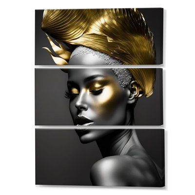 Nicholes " Black And Gold Elegance III " by Designart 3 - Pieces
