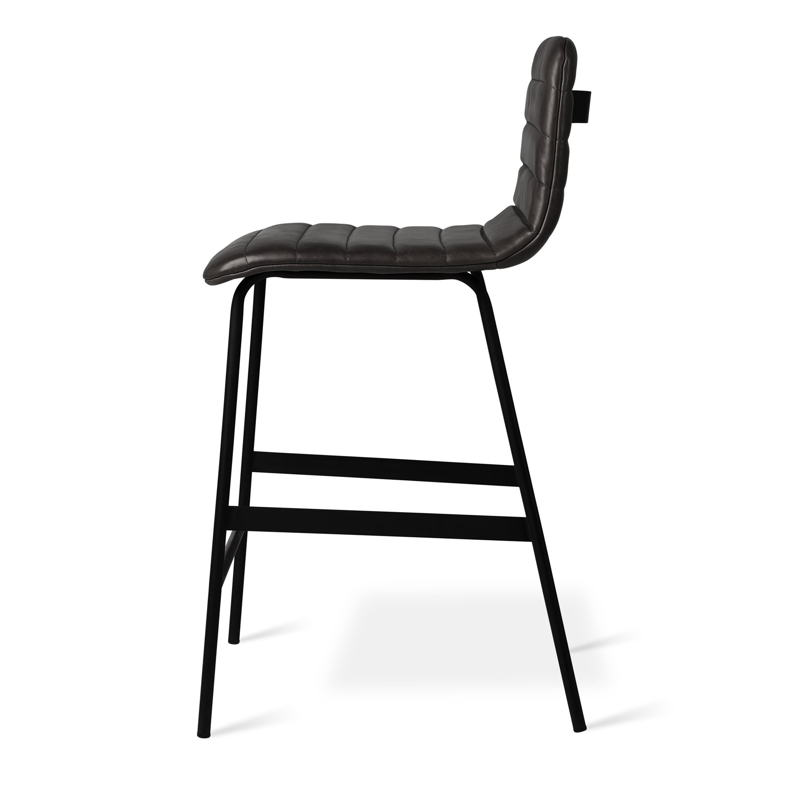 Lecture Series Upholstered Bar & Counter Stool, Saddle Black Genuine Leather, Counter Stool (24” Seat Height)