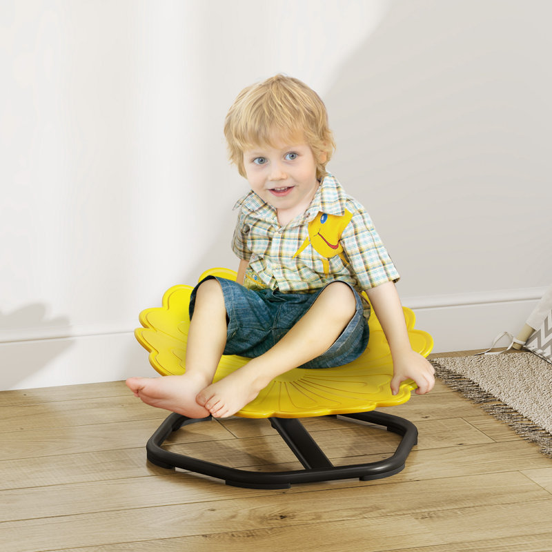 AIYAPLAY Kids Spinning Chair for Autism Flower Shaped Non-Slip Base Yellow