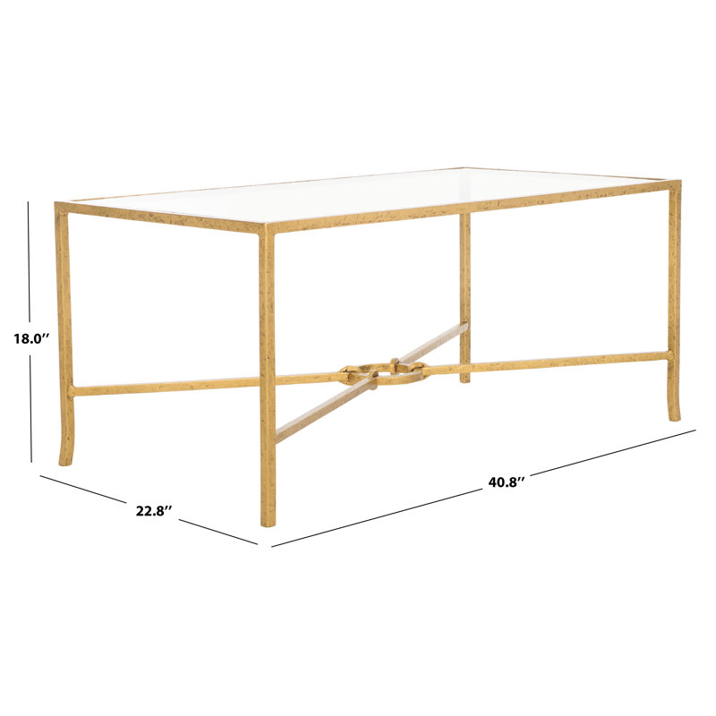 Tauri Forged Metal Rectangle Coffee Table, Brass
